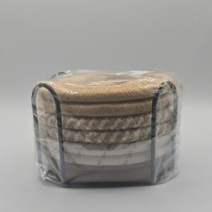 Mdkanti Braided Round Coaster Set of 8 with Holder 4.3 in Fabric Metal